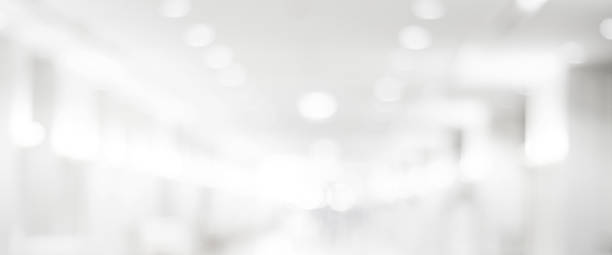 blur white abstract background, blurred grey gradient bright light with copy space backdrop, banner, blank mordern business office interior hallway building design background - oskarpt fokus bildbanksfoton och bilder