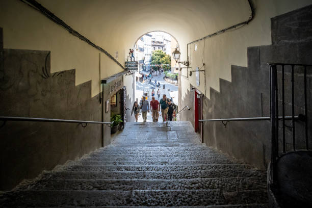 Madrid, Spain. 29 June 2024. Steps lead from Town Square in Madrid