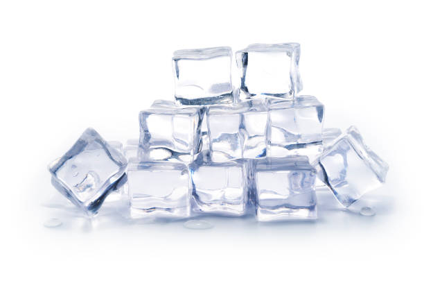 istock Pile of ice cubes isolated on white background, Artificial acrylic ice cubes 2161442372