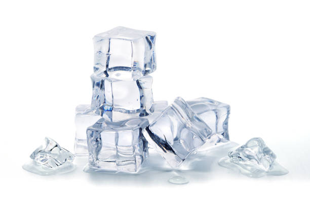 istock Pile of ice cubes isolated on white background, Artificial acrylic ice cubes 2161442376