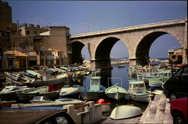 Boat in the marina in the Vallon des Auffes in the Endoume neighborhood of Marseille.