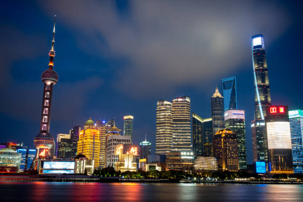 istock Urban skyscrapers in Shanghai at night 2161447464