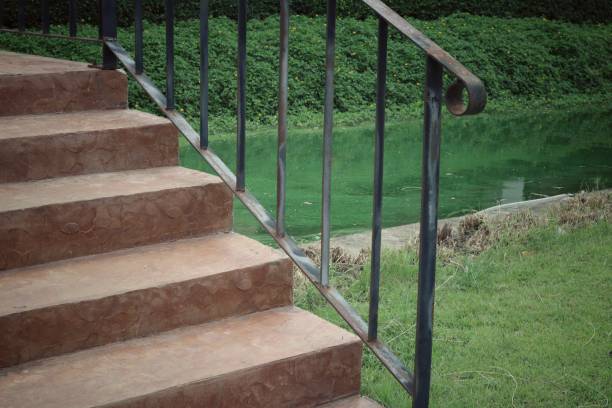 istock Staircase and green grass in the garden 2161449171