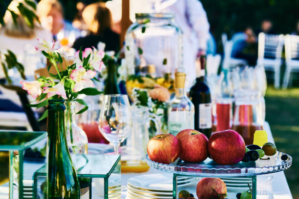 istock A set of glasses for wine before serving on the festive table with apples 2161458968