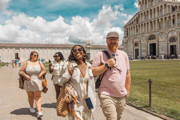 istock Four friends on a senior weekend sightseeing trip in Pisa 2161461234
