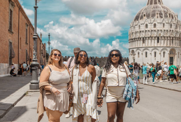 istock Three female friends sightseeing in Pisa 2161461255