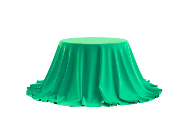 istock Round box covered with satin fabric. 3D illustration 2161461865