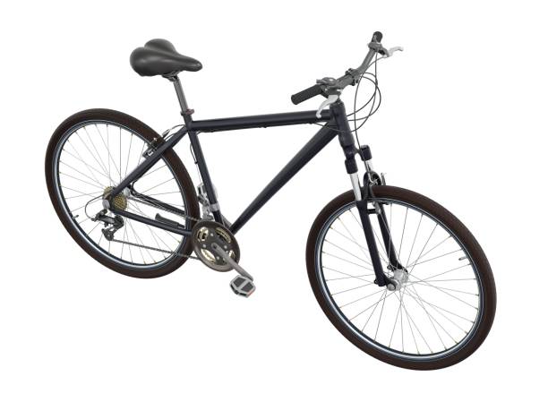 istock Black bicycle, side top view isolated on white background, 3D illustration 2161461921