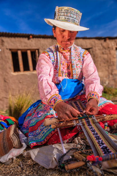 istock Peruvian woman weaving near Colca Canyon, Peru 2161465172