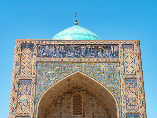 istock Tilework and Turquoise Dome on Kalan Mosque, Bukhara, Uzbekistan - High angle shot 2 2161466135