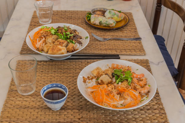 istock Shrimp, prawn and mint with rice on a plate 2161466454