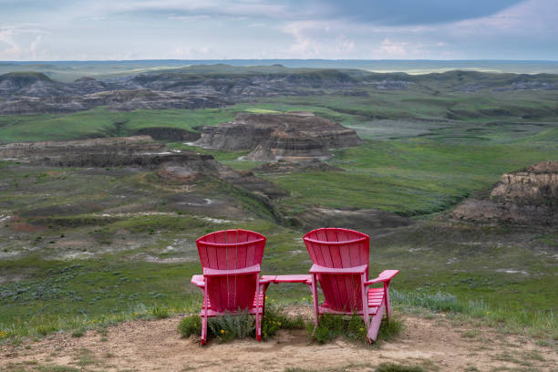 istock Red Chairs Overlooking the Valley of 1000 Devils 2161468829