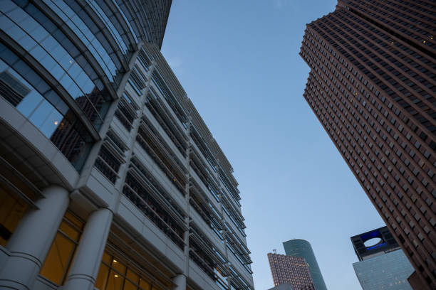 Low angle view af modern skyscraper apartment buildings