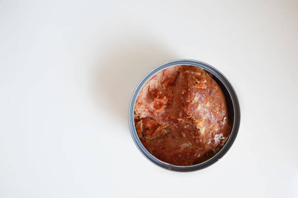 Frozen meat canned food in white background