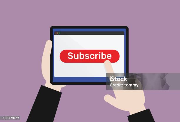Press Subscribe Button On Tablet Stock Illustration - Download Image ...