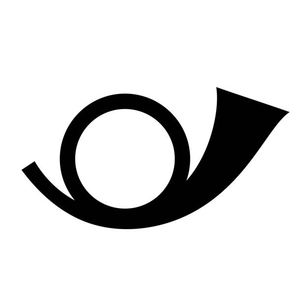 Postal horn silhouette icon on white background
