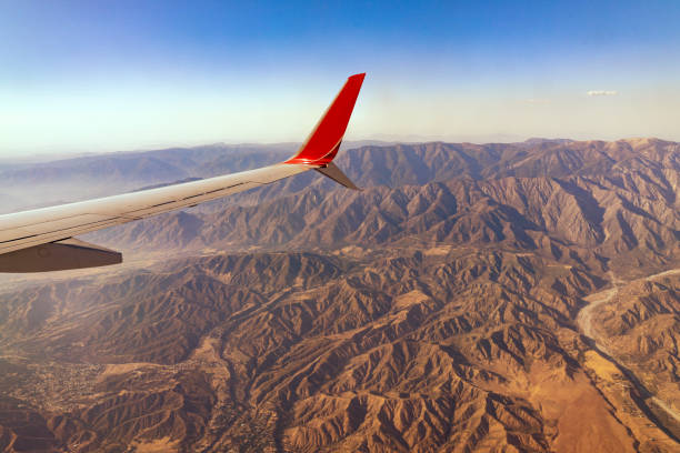 The view of Angeles National Forest in California, USA from an airplane.