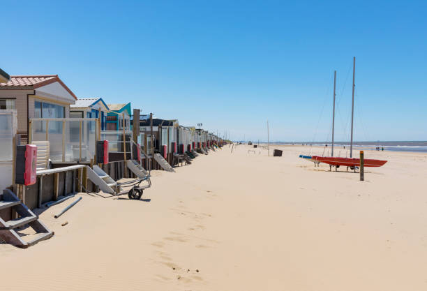 Beach and cabins at Egmond aan Zee, The Netherlands