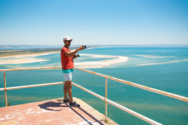 Tourist in Serra da Arrábida in Setúbal, Portugal