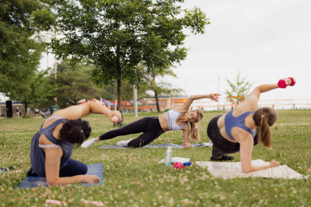 istock Yoga outdoor class in park 2161494269