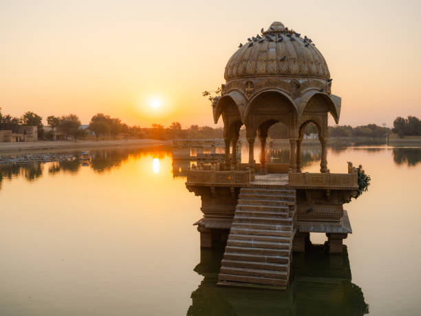 Serene view of Gadisar Lake  in Jaisalmer at sunrise