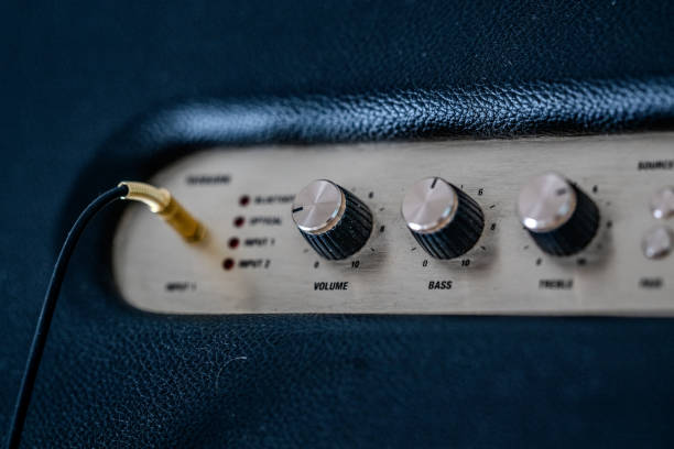Guitar amplifier with buttons and switches