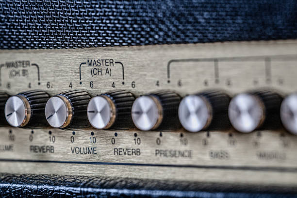 Guitar amplifier with buttons and switches