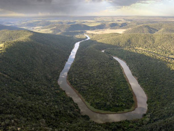 istock Aerial view of horseshoe river bend 2161506609