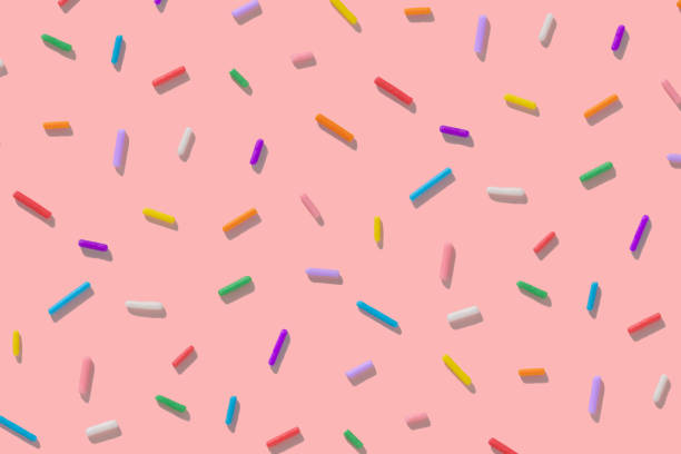 istock trendy seamless pattern of colorful sprinkles with hard shadow on pink background, creative decoration of bright concept for banner, poster, flyer, card, postcard, cover, brochure, designers 2161506822