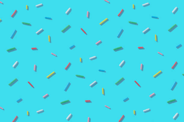 istock trendy seamless pattern of colorful sprinkles with hard shadow on blue background, creative decoration of bright concept for banner, poster, flyer, card, postcard, cover, brochure, designers 2161506824