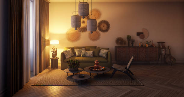istock Warm and Inviting Bohemian Living Room Interior Design 2161509009