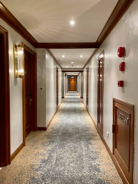 istock a corridor of hotel rooms 2161514306