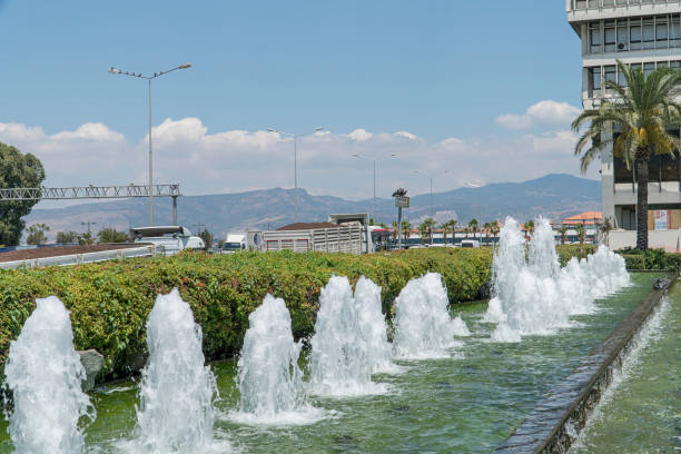 city ​​square and fountain pool