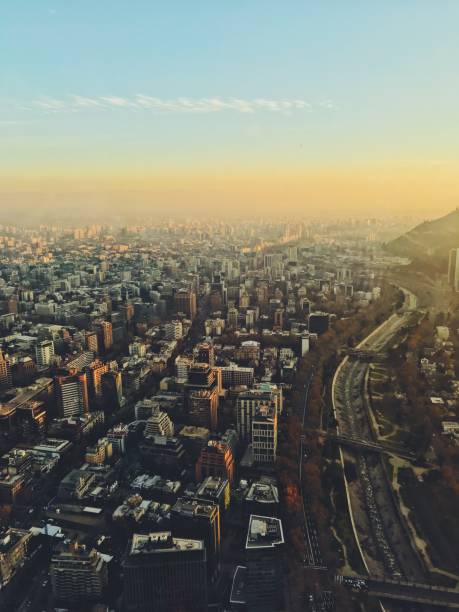 istock A sunset in Santiago de Chile where the sky is yellow 2161523978