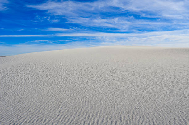 Ripples in the sand on a bright and sunny day at White Sands National Park in New Mexico