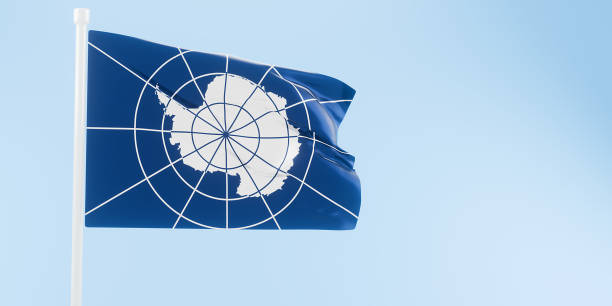 3d Render Antarctica Flag Basketball Ball, object + shadow clipping path