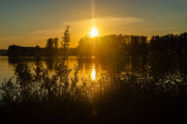 Sunset on the Fraser River, Mission, British Columbia, Canada