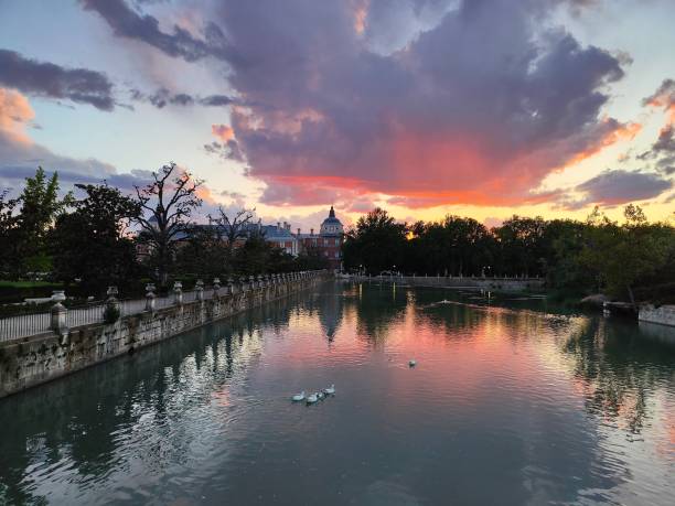 istock Lake with ducks at beautiful sunset 2161527625