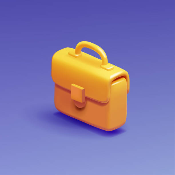 istock Yellow business briefcase, 3D. Icon for business, finance, education, and science concepts. Vector 2161529765