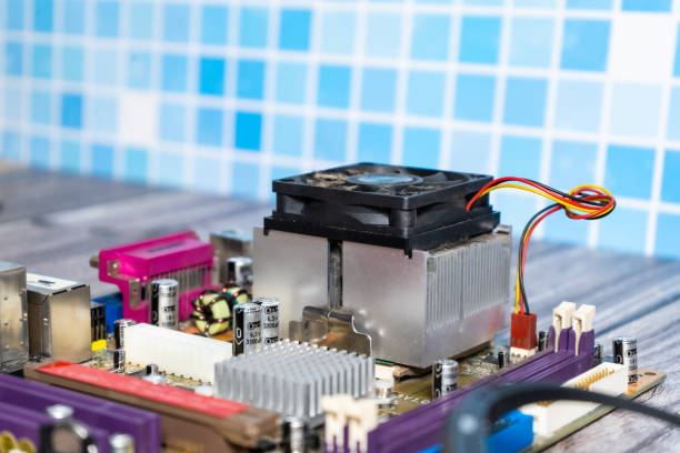 Computer cpu cooler fan isolated on white background