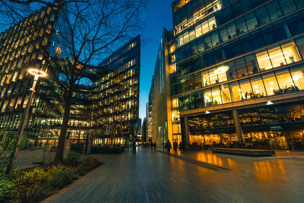 istock Illuminated Modern Building in London 2161538418