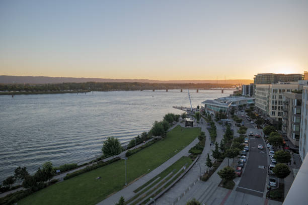 istock View of sunset over river 2161539378