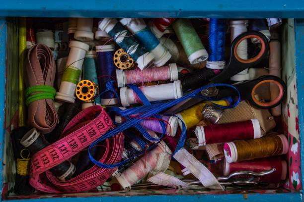 sewing supplies stored in a drawer
