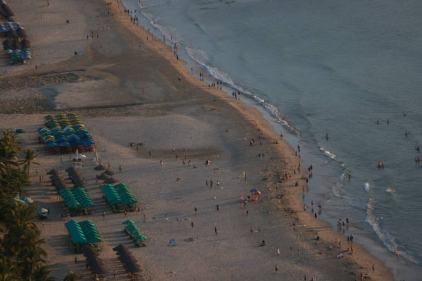 the aerial view of MY Khe beach in vietnam