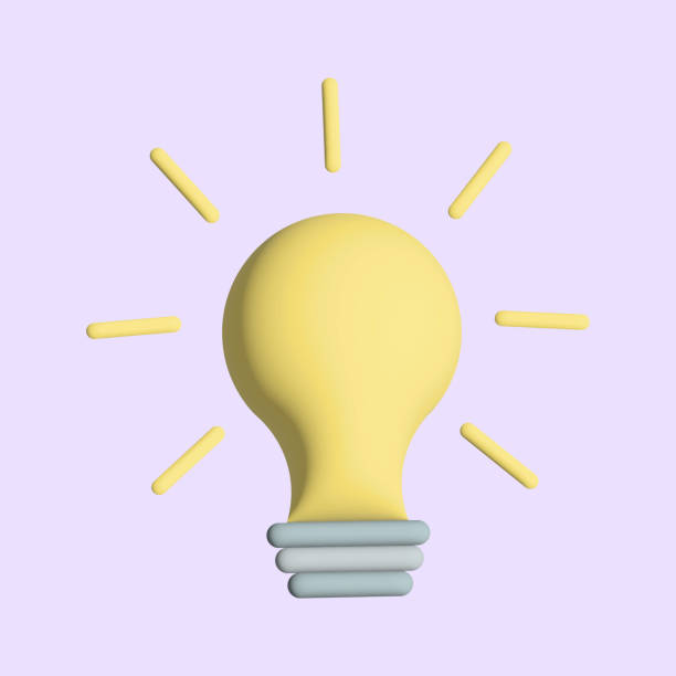 istock 3D rendering of a yellow light bulb icon in pastel colors. Idea symbol. Vector illustration. 2161543538