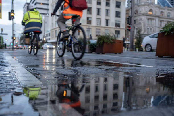 Two cyclist using the cycle lane in Auckland CBD