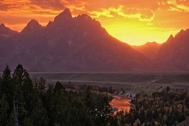 istock Sunset behind the Grand Tetons 2161547377