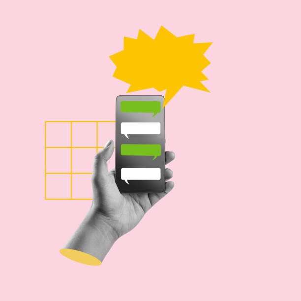 Mobile Phone And Hand illustration On Blue Background