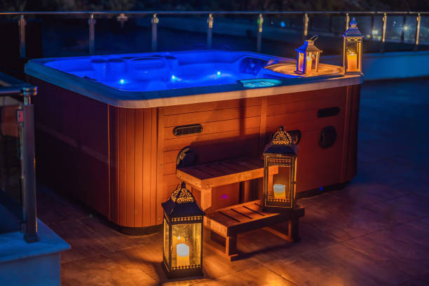 istock Hot tub with candles ready to take a bath. Valentines day concept 2161557470
