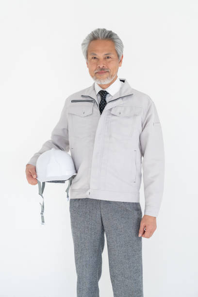 portrait of senior asian businessman, construction worker